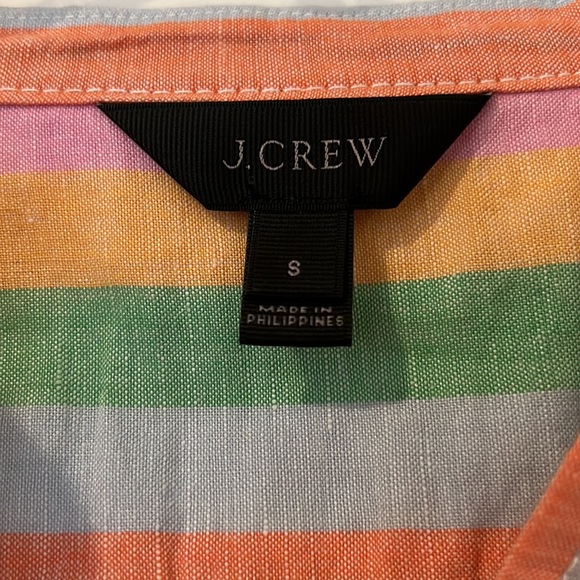 JCrew linen blend vertical rainbow striped mini dress w/ pockets. Size S, new - Picture 6 of 6